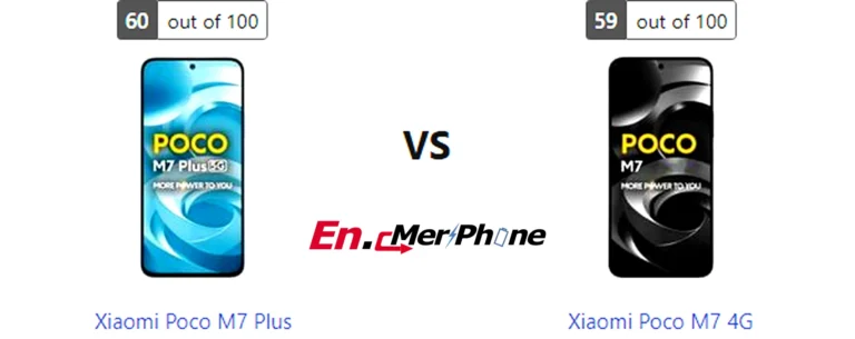 Back panel design comparison showing camera modules of Xiaomi Poco M7 Plus vs Xiaomi Poco M7 4G