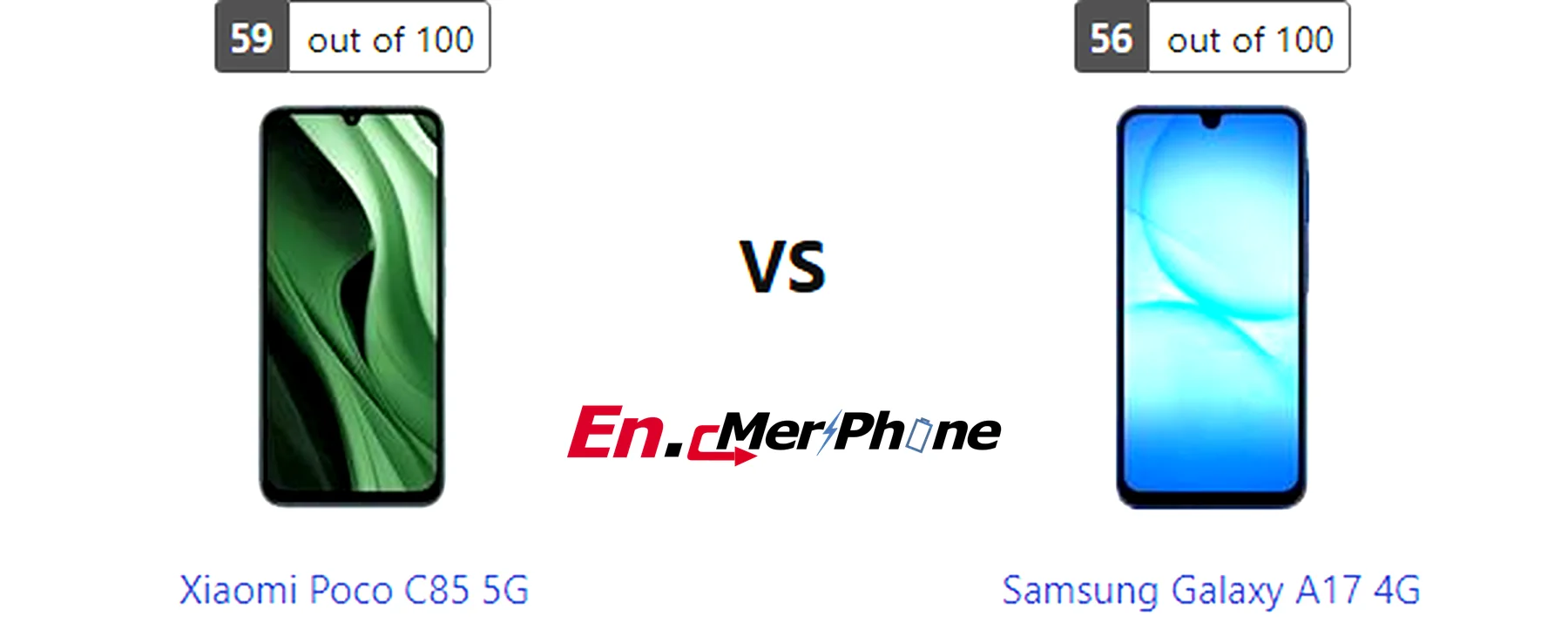 Color options and finish comparison for Xiaomi Poco C85 5G and Samsung Galaxy A17 4G